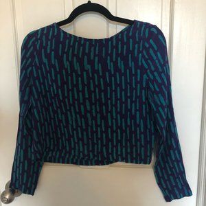 Osei Duro Vesper Silk Cropped Top, Blue